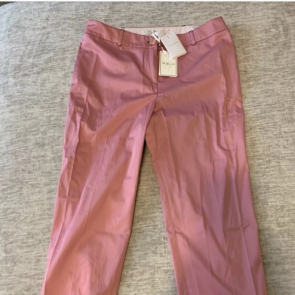 New Ted Baker Pants Size 4 US 10 Pink Saydii Deep Cuff Stretch Cotton Chino - Picture 3 of 10